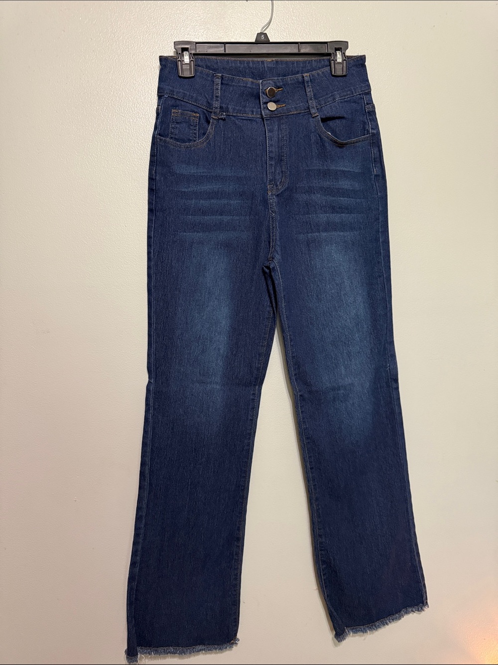High-Rise Straight Leg Women's Jeans in Dark Blue